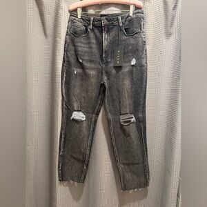 Gray Skinny Distressed Jeans with Knee Rips